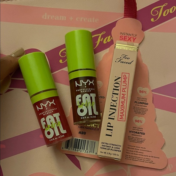 NYX Fat Oil Lip Drip Duo & Too Faced Lip Injection Maximum Plump Bundle - Picture 1 of 1